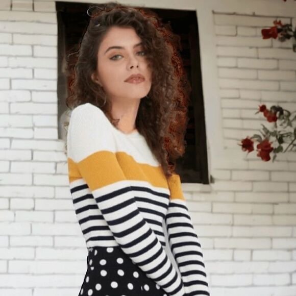 Moa Moa Women's Black/white Striped Long Sleeve Sweatshirt Size M - Picture 1 of 12